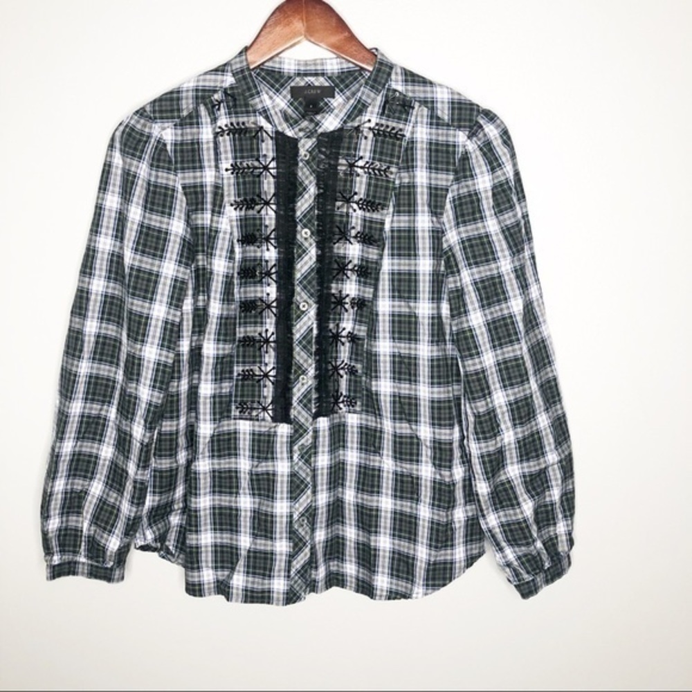 J. Crew embellished button up tartan plaid shirt - Picture 3 of 9